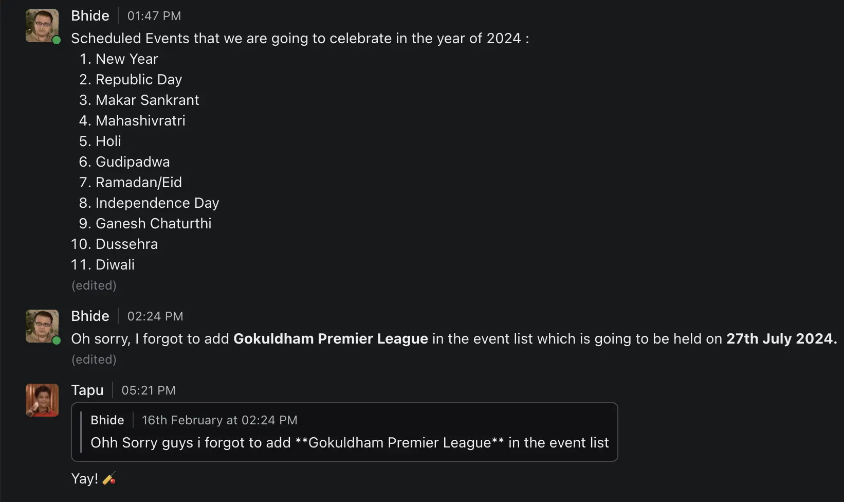 A screenshot of Raven with an inline message reply